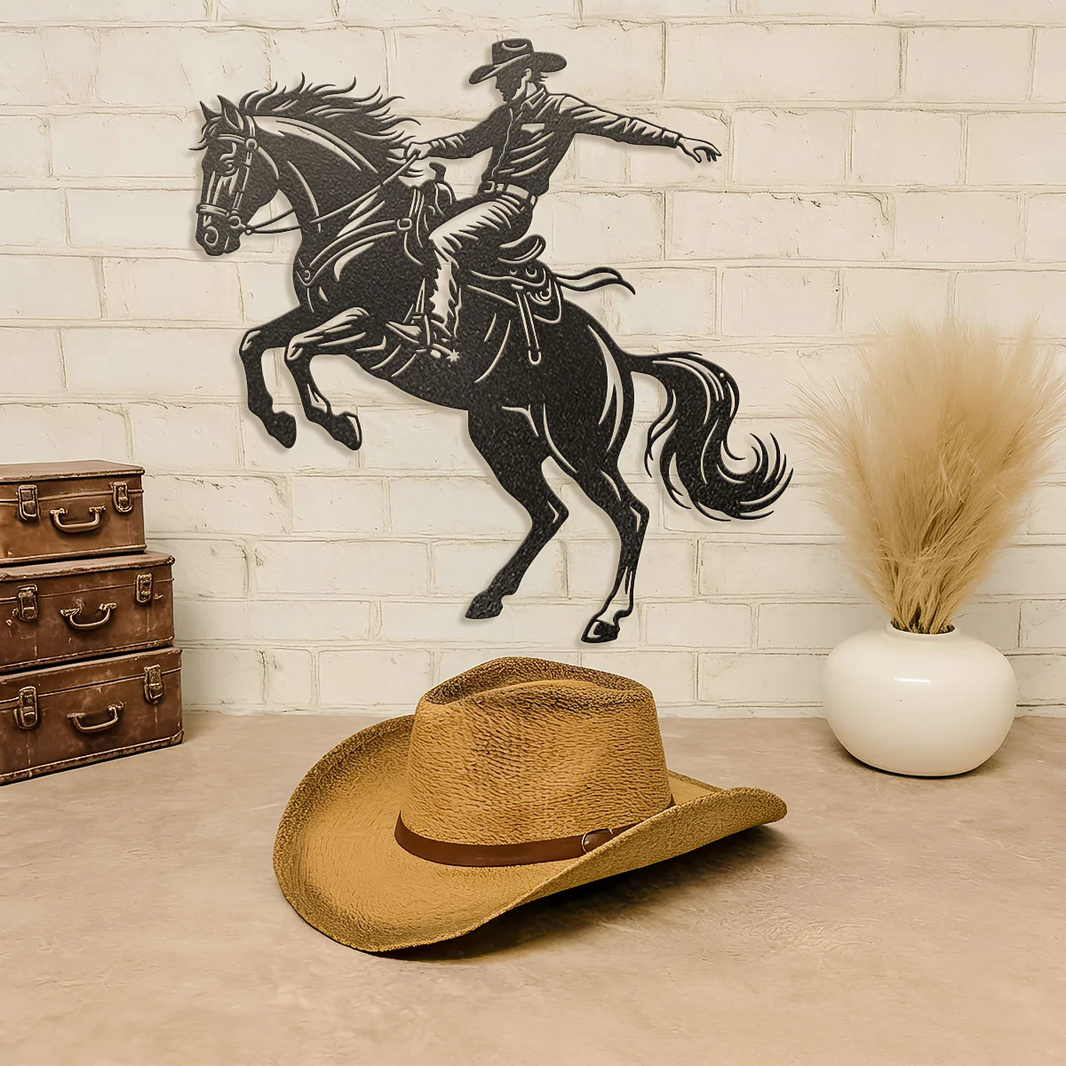 Bronco Horse Metal Wall Art – Western Rodeo Steel Decor - Image 2
