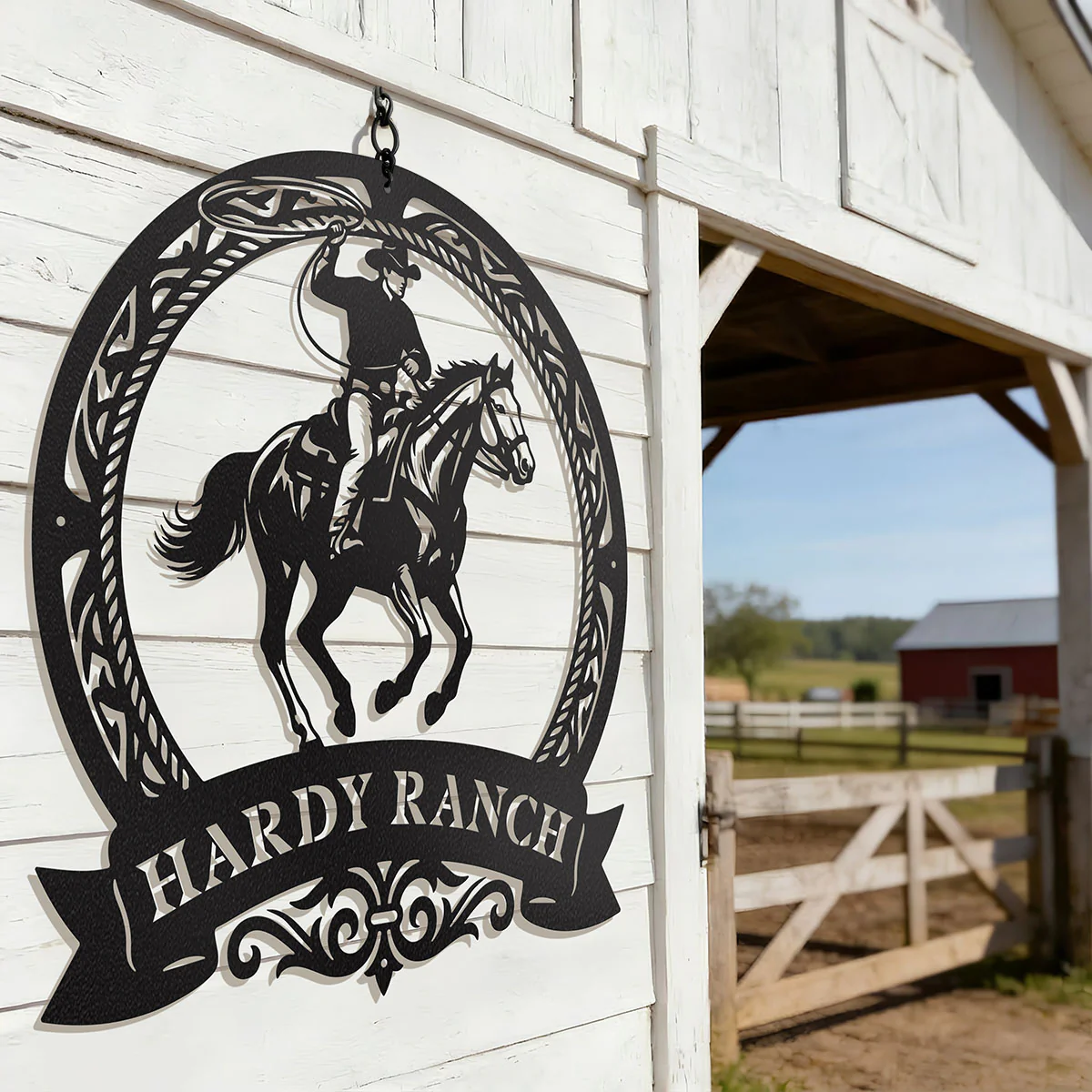 Cowboy Roping Horse Metal Monogram – Western Steel Decor - Image 2