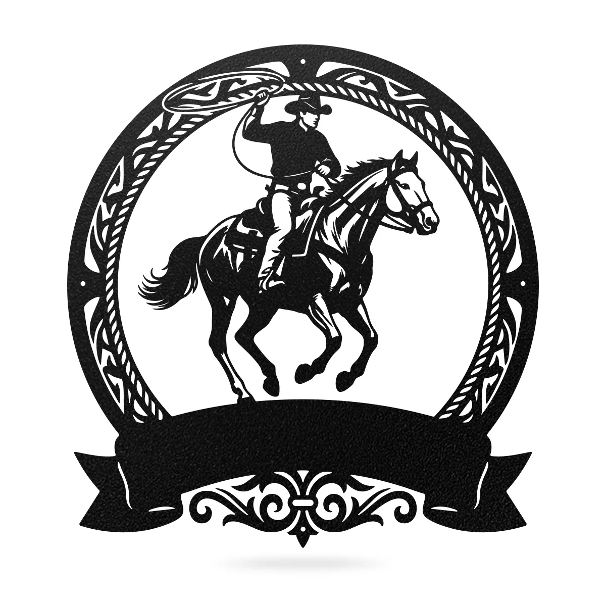 Cowboy Roping Horse Metal Monogram – Western Steel Decor - Image 3