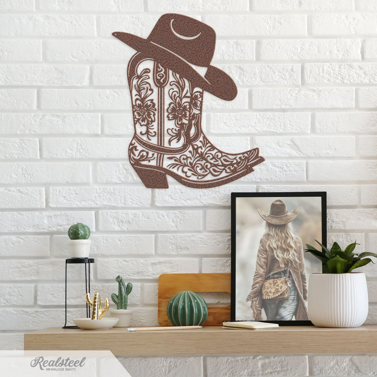 Cowgirl Boot and Hat Metal Wall Decor