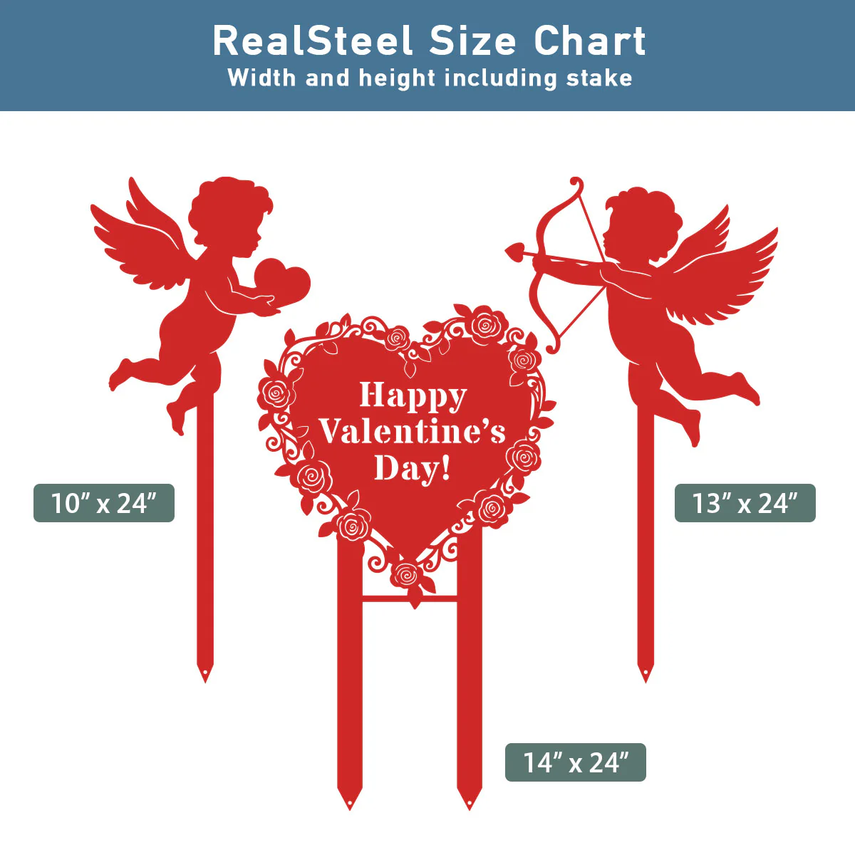 Cupids Heart Monogram Stake Set of 3 - Image 3