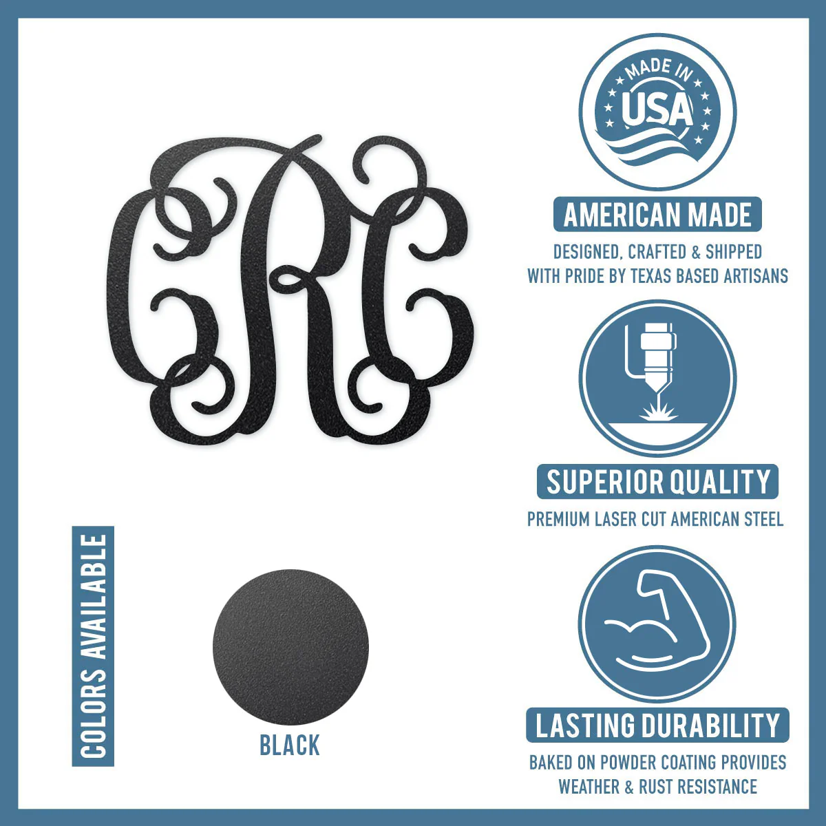 Curly Wall Monogram – Personalized 3-Letter Metal Sign - Image 4