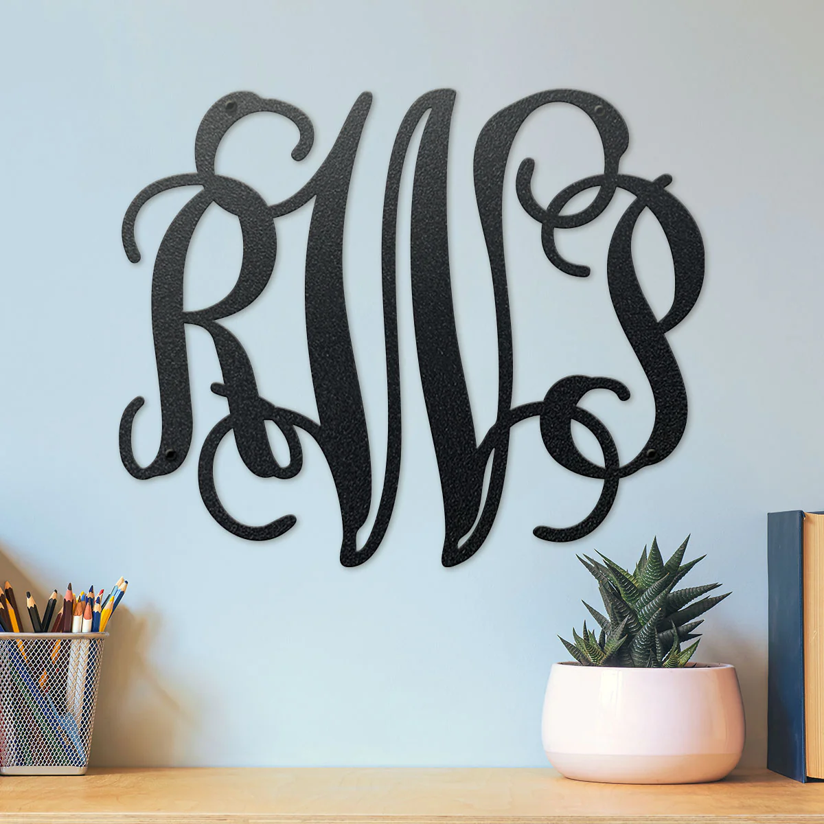 Curly Wall Monogram – Personalized 3-Letter Metal Sign - Image 5