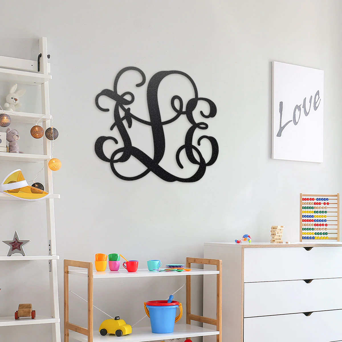 Curly Wall Monogram – Personalized 3-Letter Metal Sign - Image 6