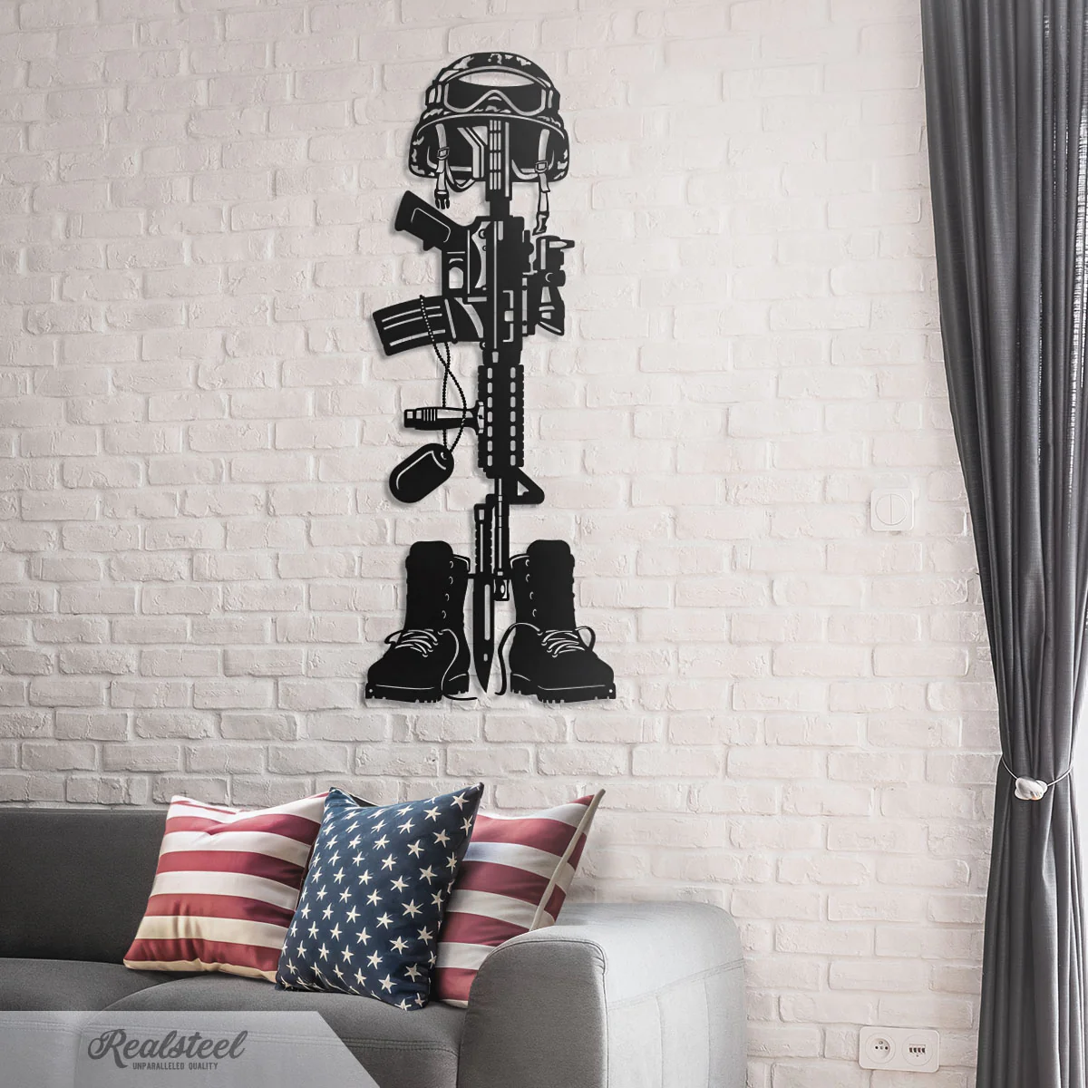 Fallen Soldier Battlefield Cross Wall Decor - Image 3
