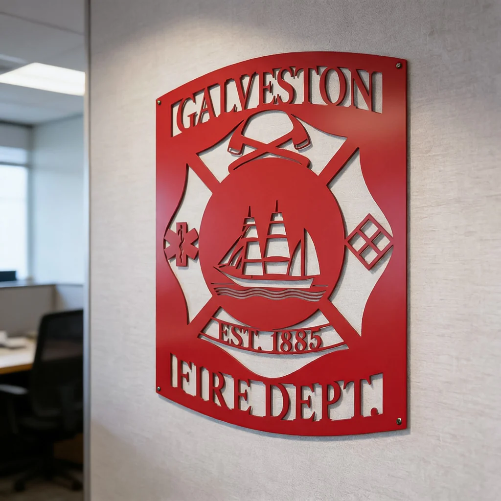 Galveston Fire Department Metal Sign – Custom Firefighter Wall Art