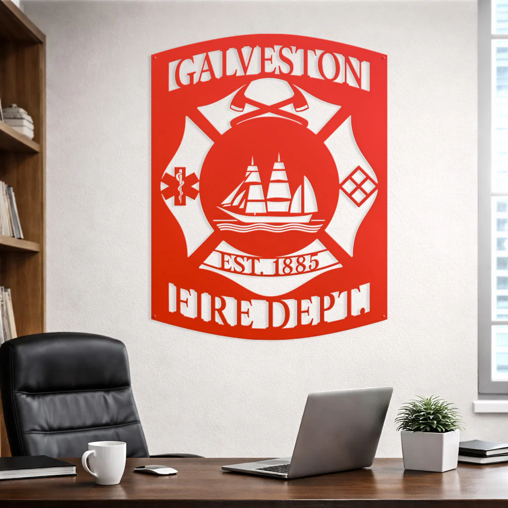 Galveston Fire Department Metal Sign – Custom Firefighter Wall Art - Image 2
