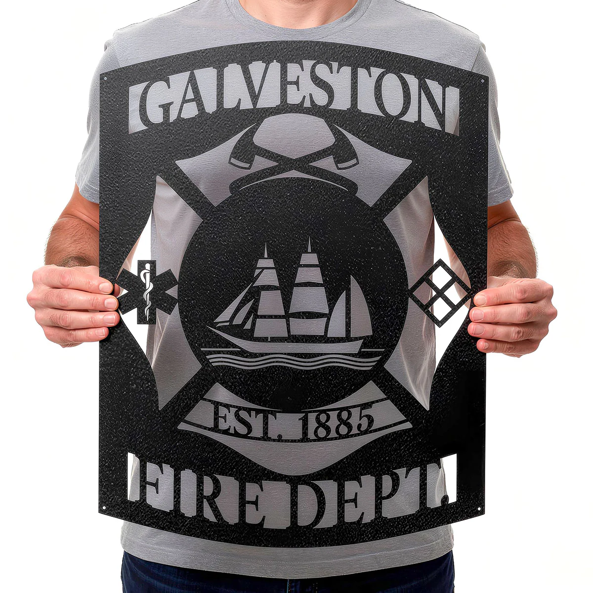 Galveston Fire Department Metal Sign – Custom Firefighter Wall Art - Image 3