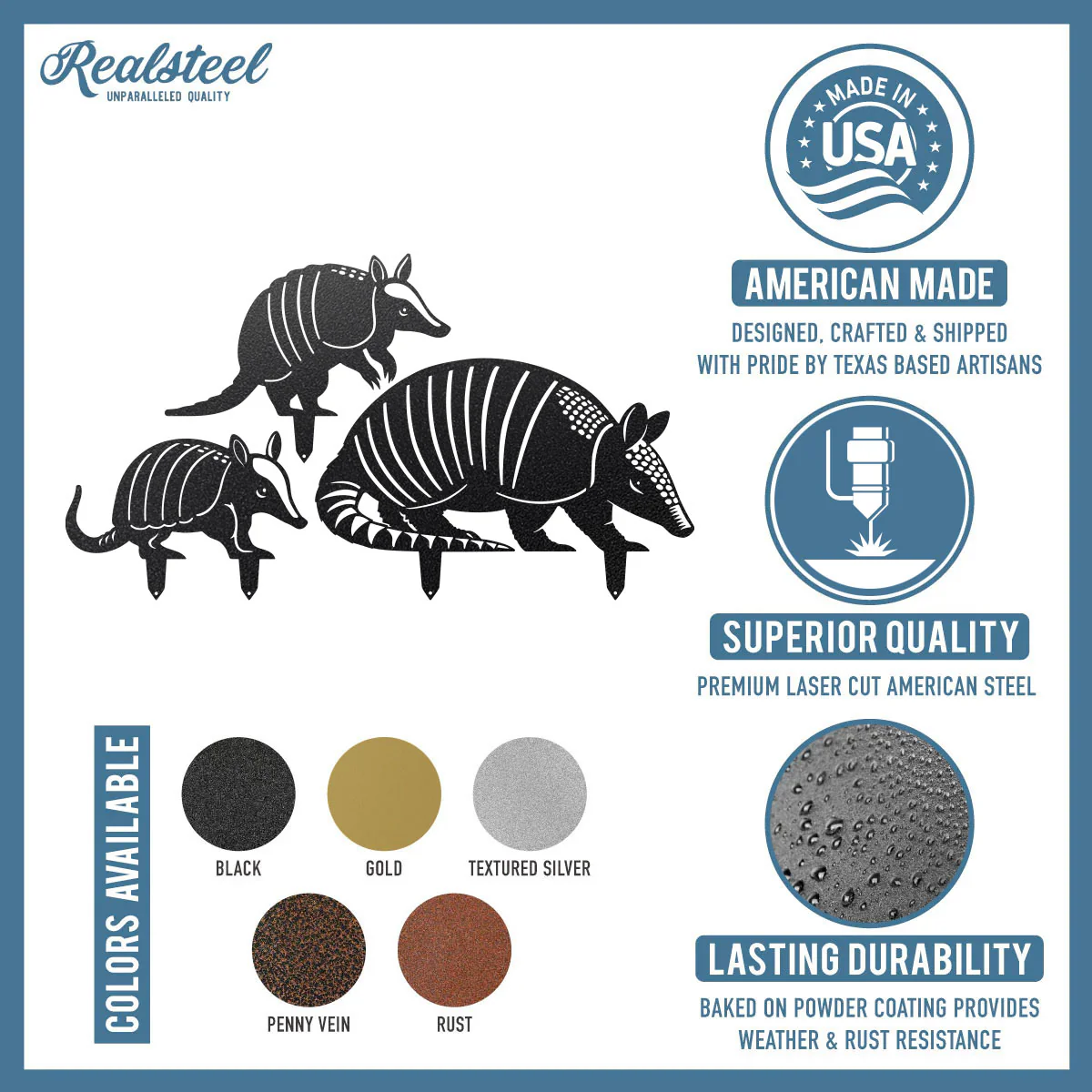 Garden Art - Armadillo Family 3 Pack - Image 10