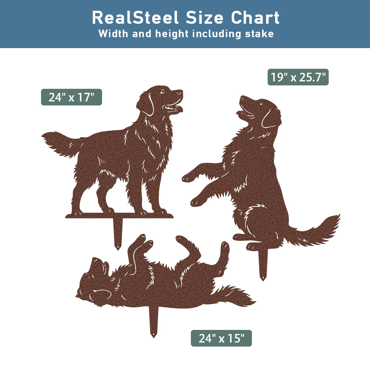 Garden Art-Golden Retrievers Stakes 3 Pack - Image 8