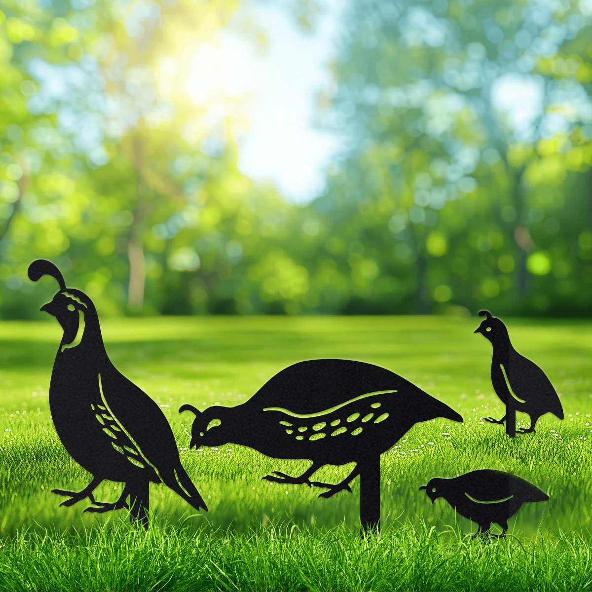 Garden Art - Quail Garden Stake Set