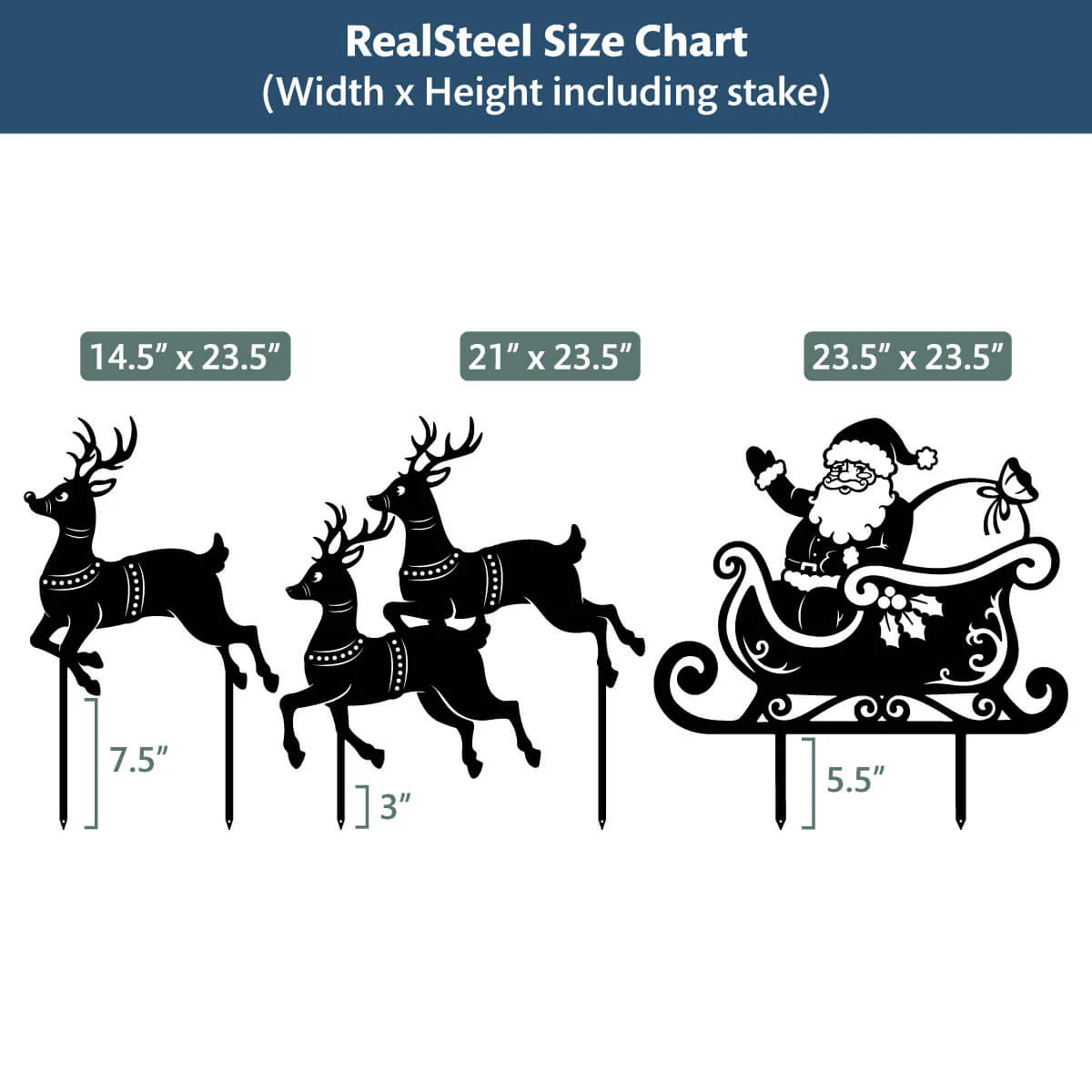 Garden Art - Santa Sleigh Set - Image 5