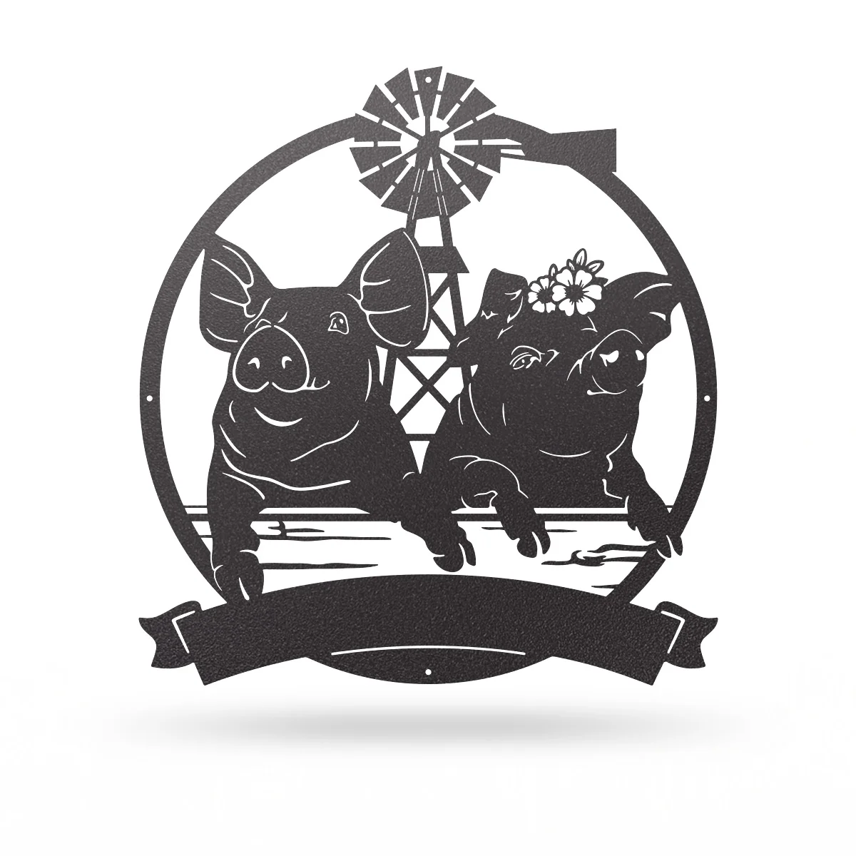 Happy Pigs Couple on a Farmland Monogram - Image 2