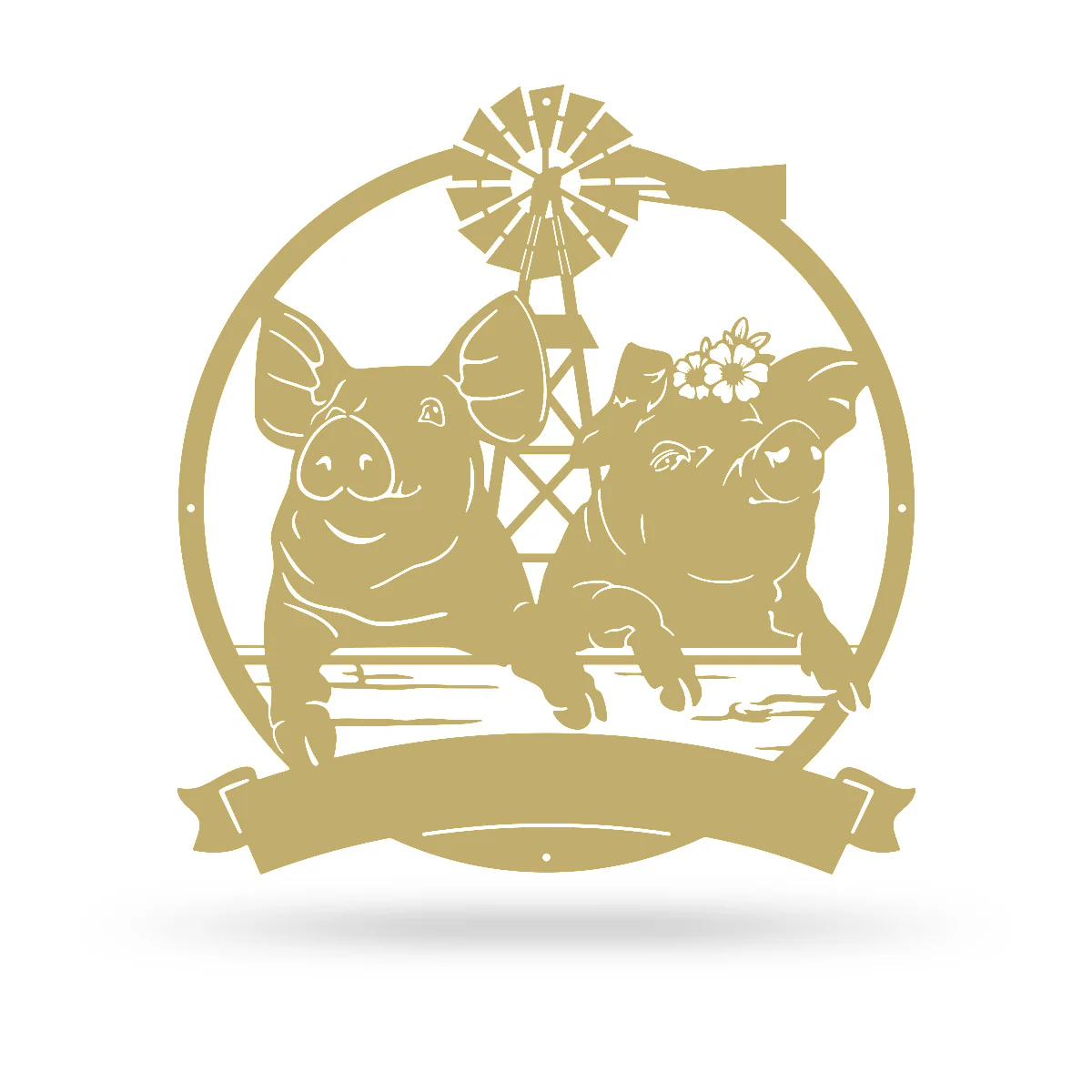 Happy Pigs Couple on a Farmland Monogram - Image 5