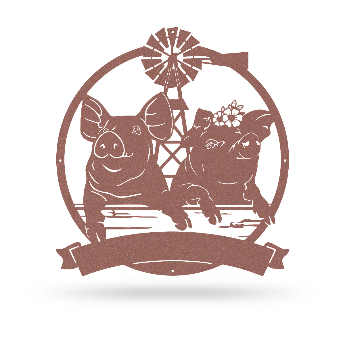 Happy Pigs Couple on a Farmland Monogram - Image 6