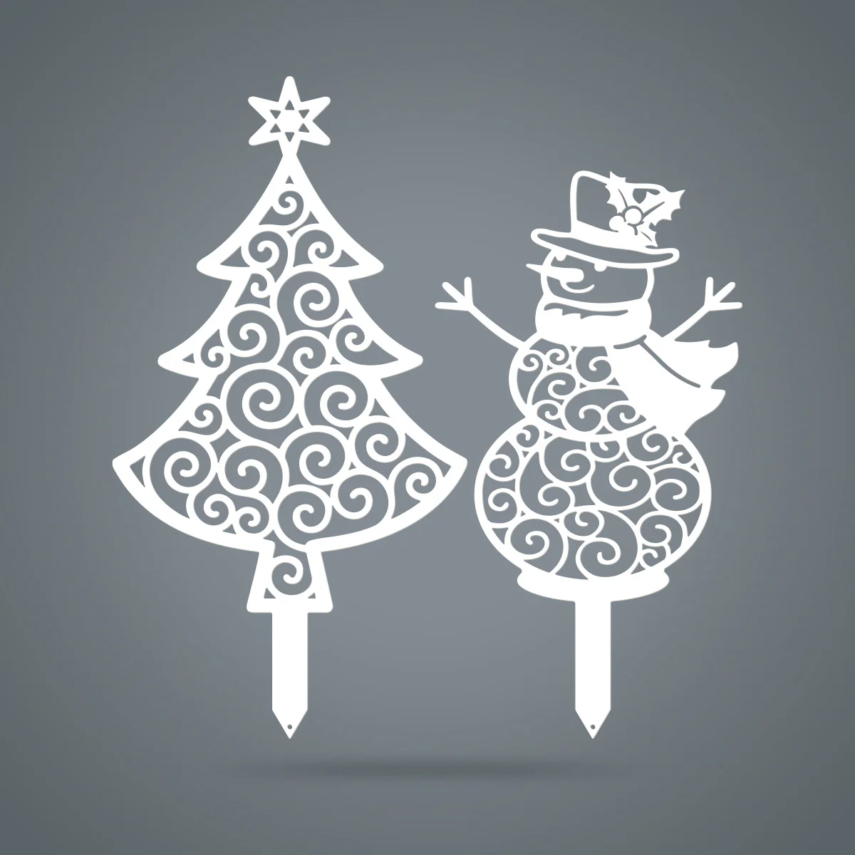 Happy Snowman Christmas Tree Garden Stake Set - Image 11