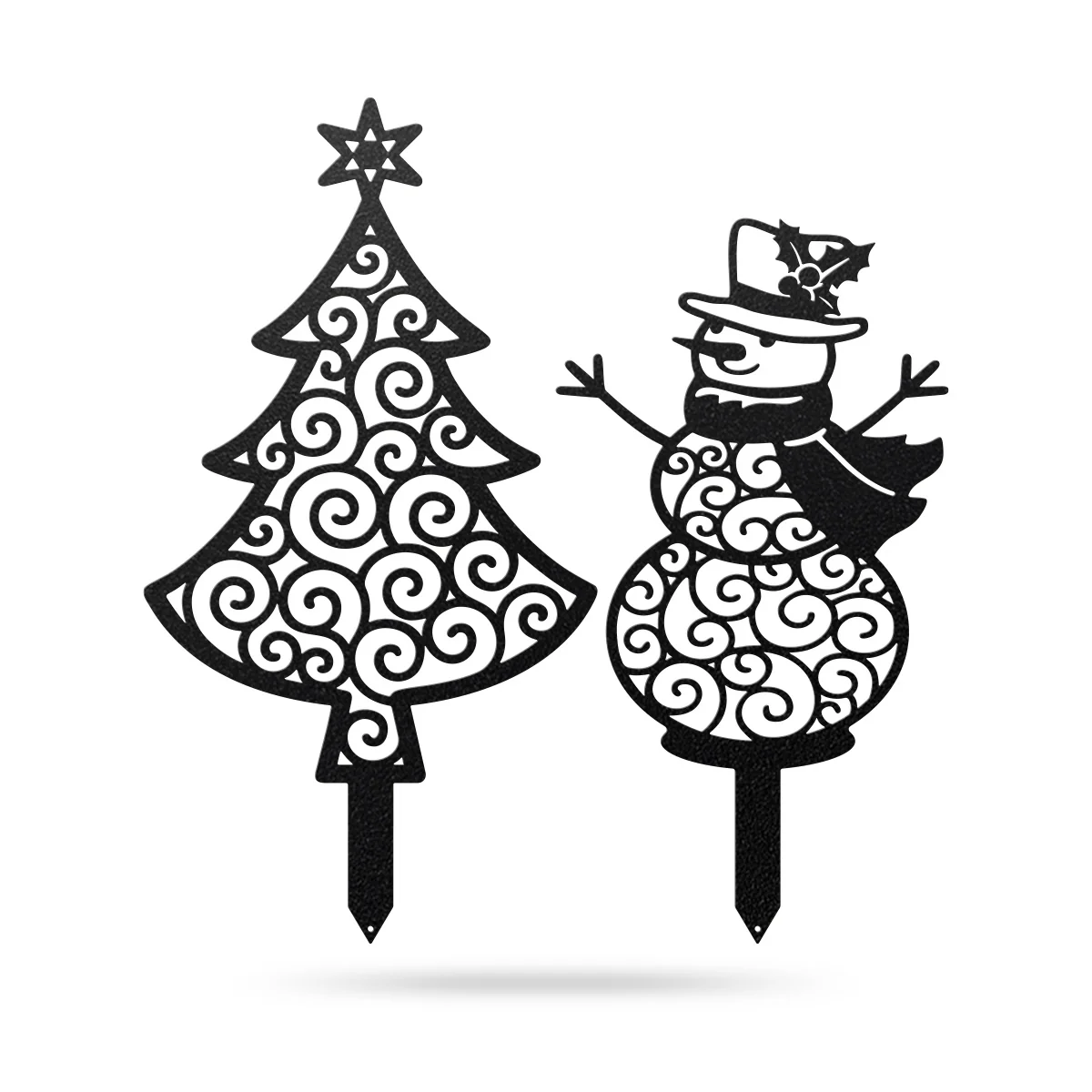 Happy Snowman Christmas Tree Garden Stake Set - Image 4