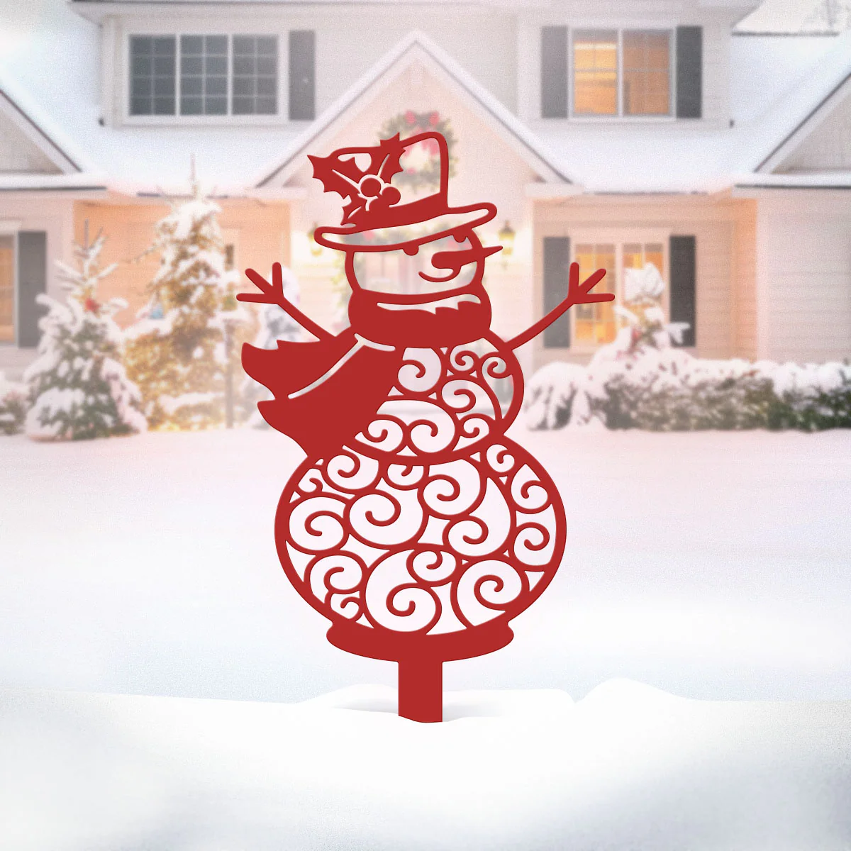 Happy Snowman Christmas Tree Garden Stake Set - Image 8