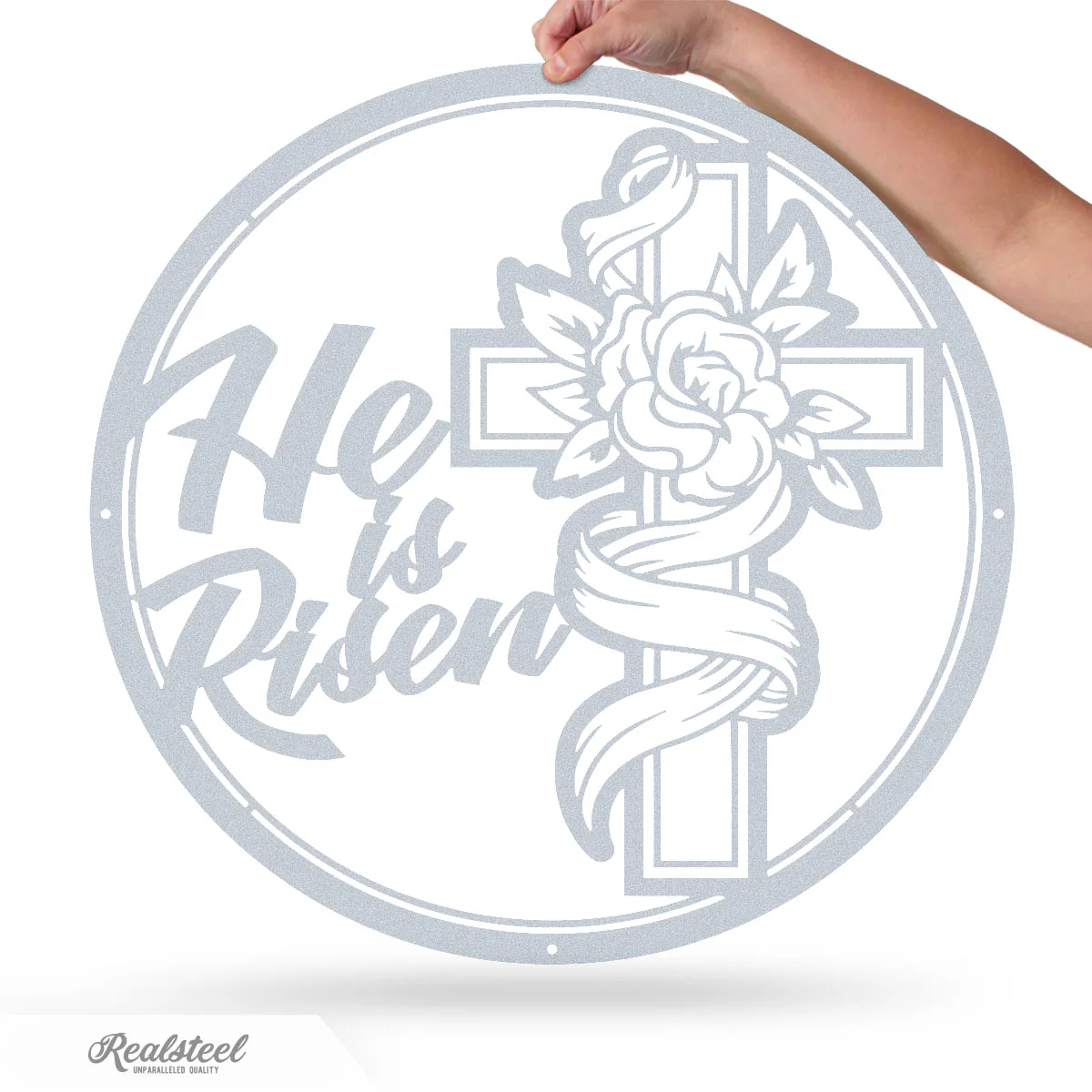 He Is Risen Cross Metal Art - Image 5