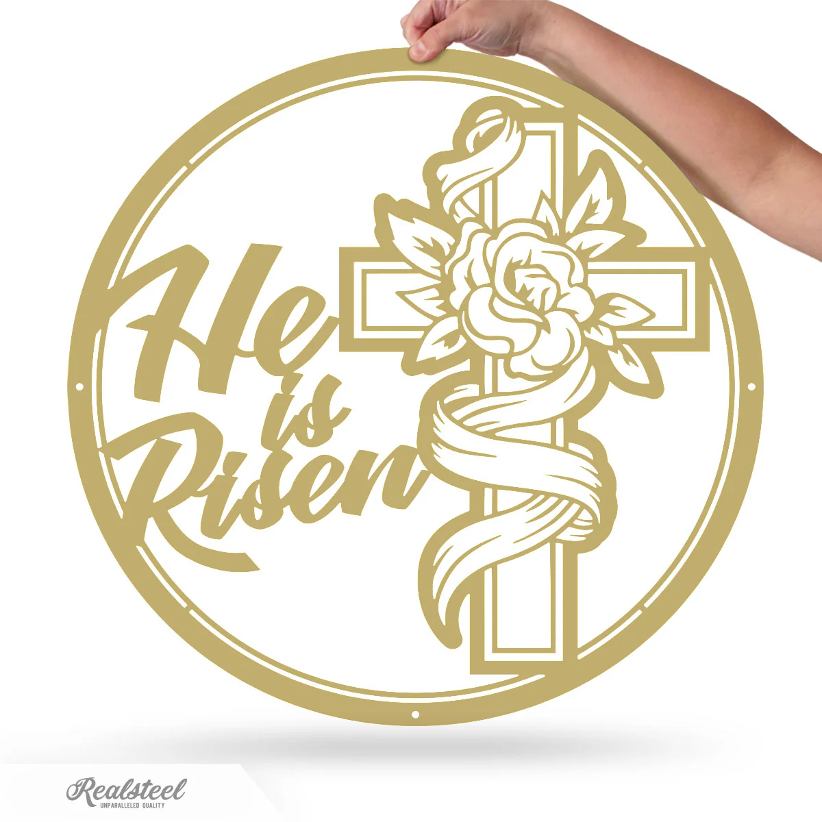 He Is Risen Cross Metal Art - Image 6