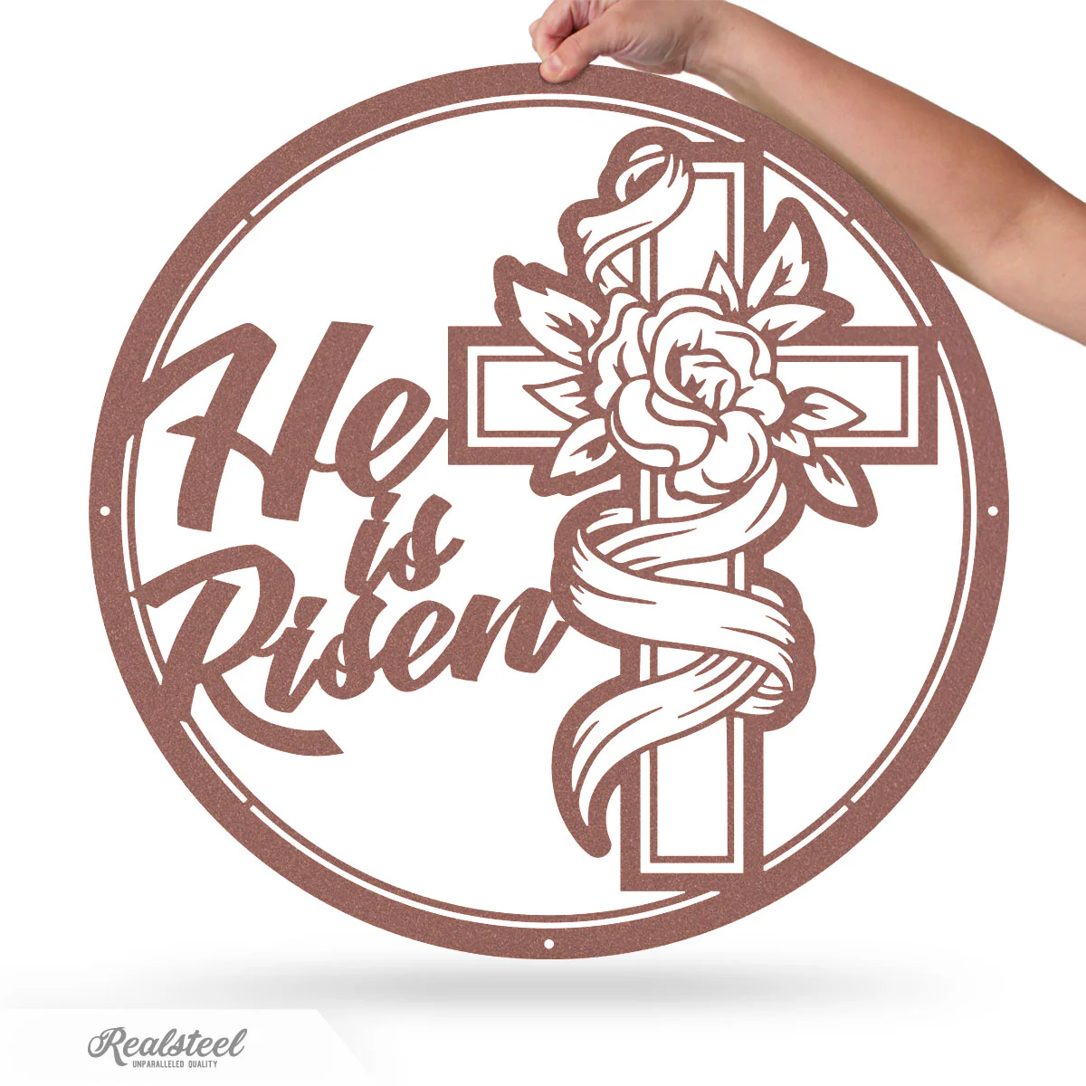 He Is Risen Cross Metal Art - Image 7