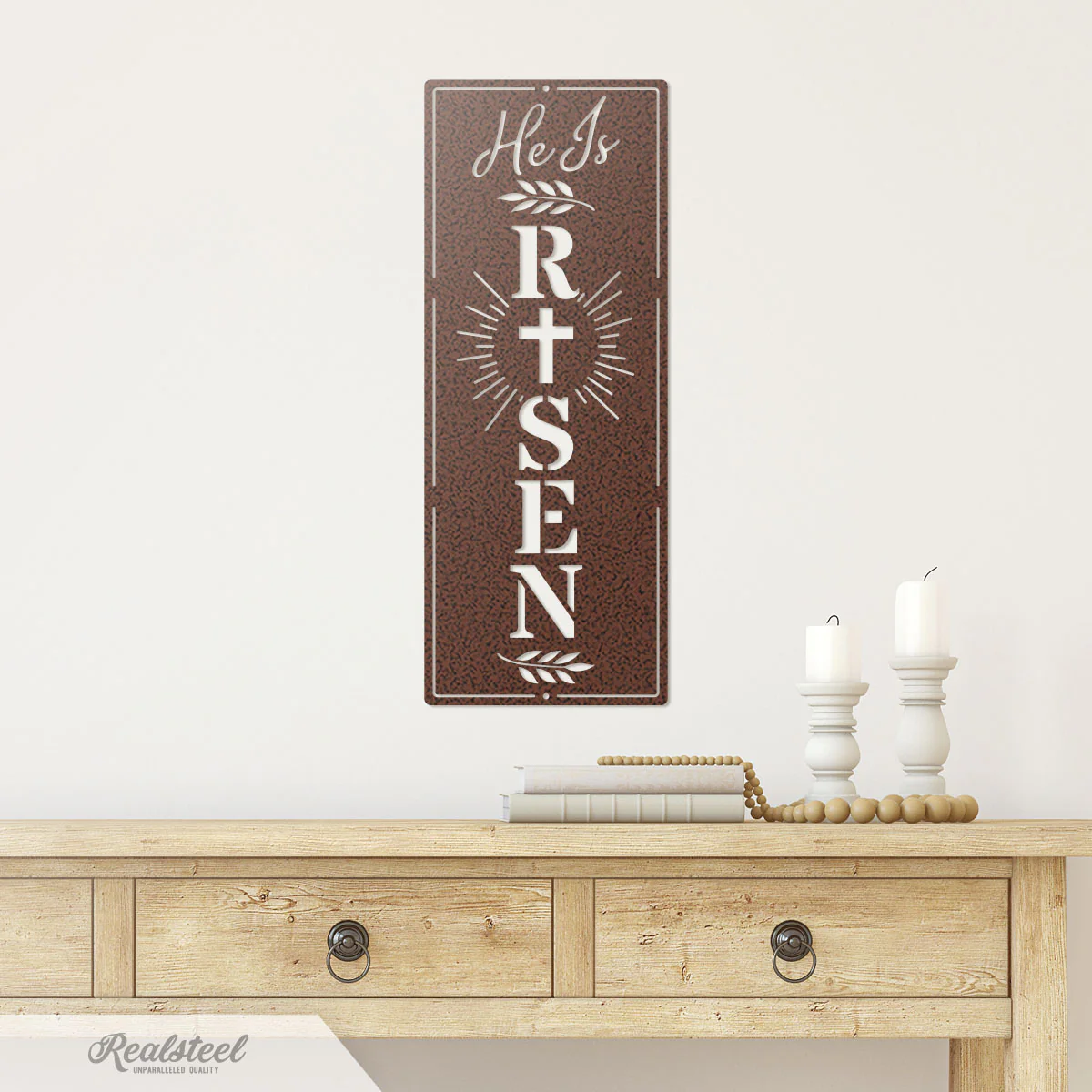 He Is Risen Vertical Metal Wall Decor