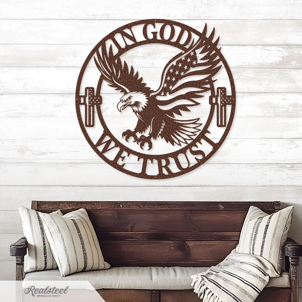 In God We Trust American Flag Eagle Metal Sign - Image 2