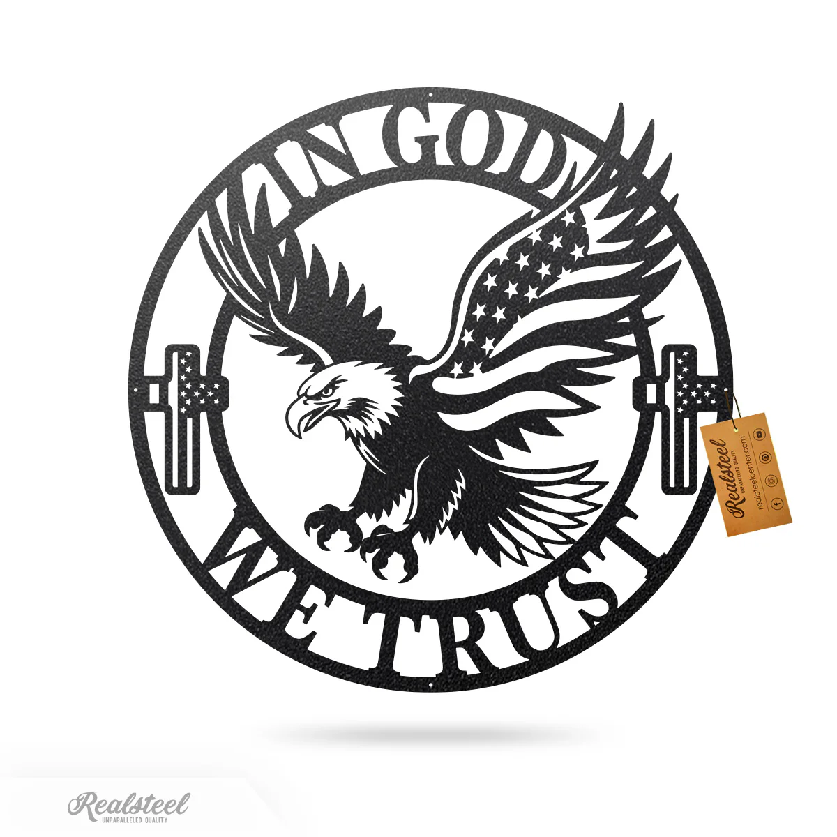 In God We Trust American Flag Eagle Metal Sign - Image 5