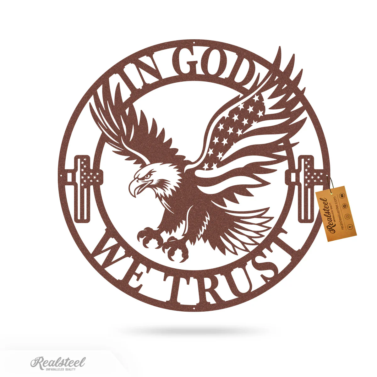 In God We Trust American Flag Eagle Metal Sign - Image 9