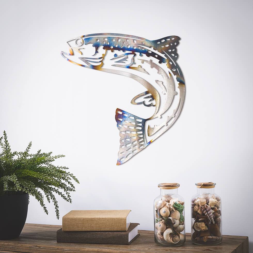 Jumping Trout Metal Wall Art - Image 3