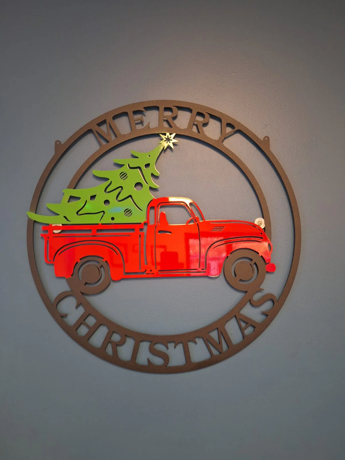 Little Red Truck Hauling Christmas Tree - Image 13