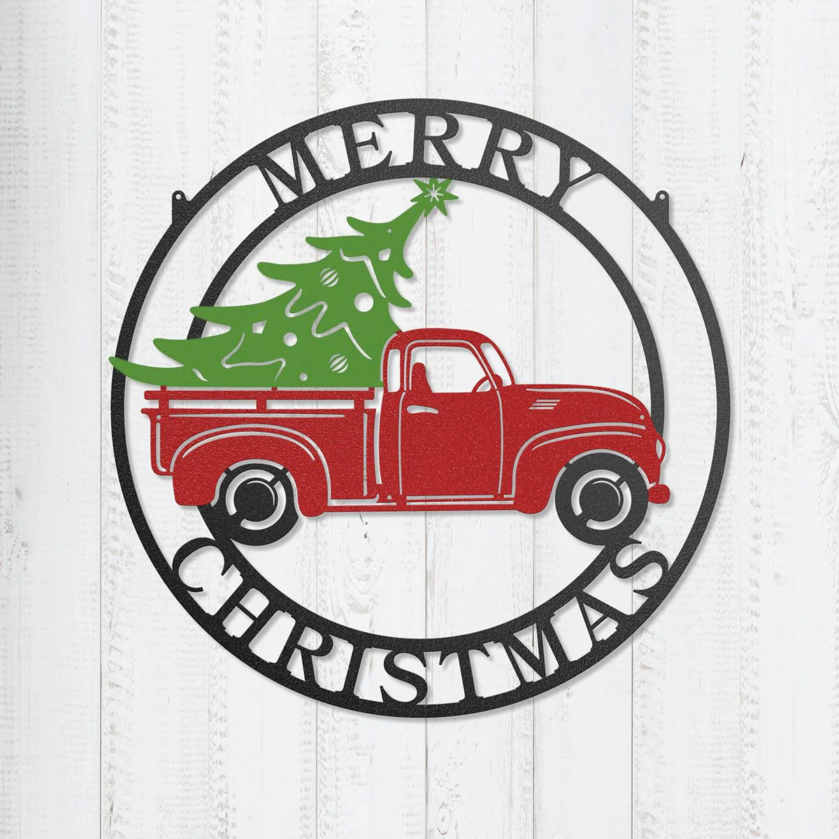 Little Red Truck Hauling Christmas Tree - Image 4