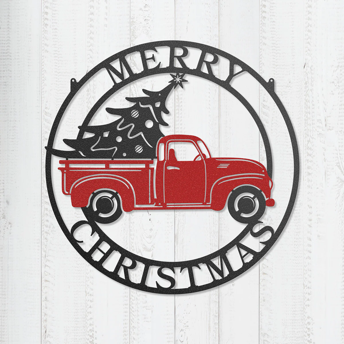 Little Red Truck Hauling Christmas Tree - Image 5