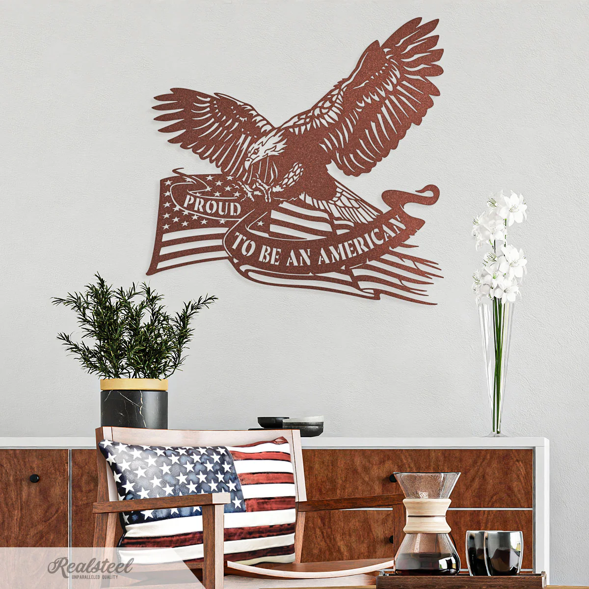 Proud To Be An American Eagle Patriotic Metal Wall Art