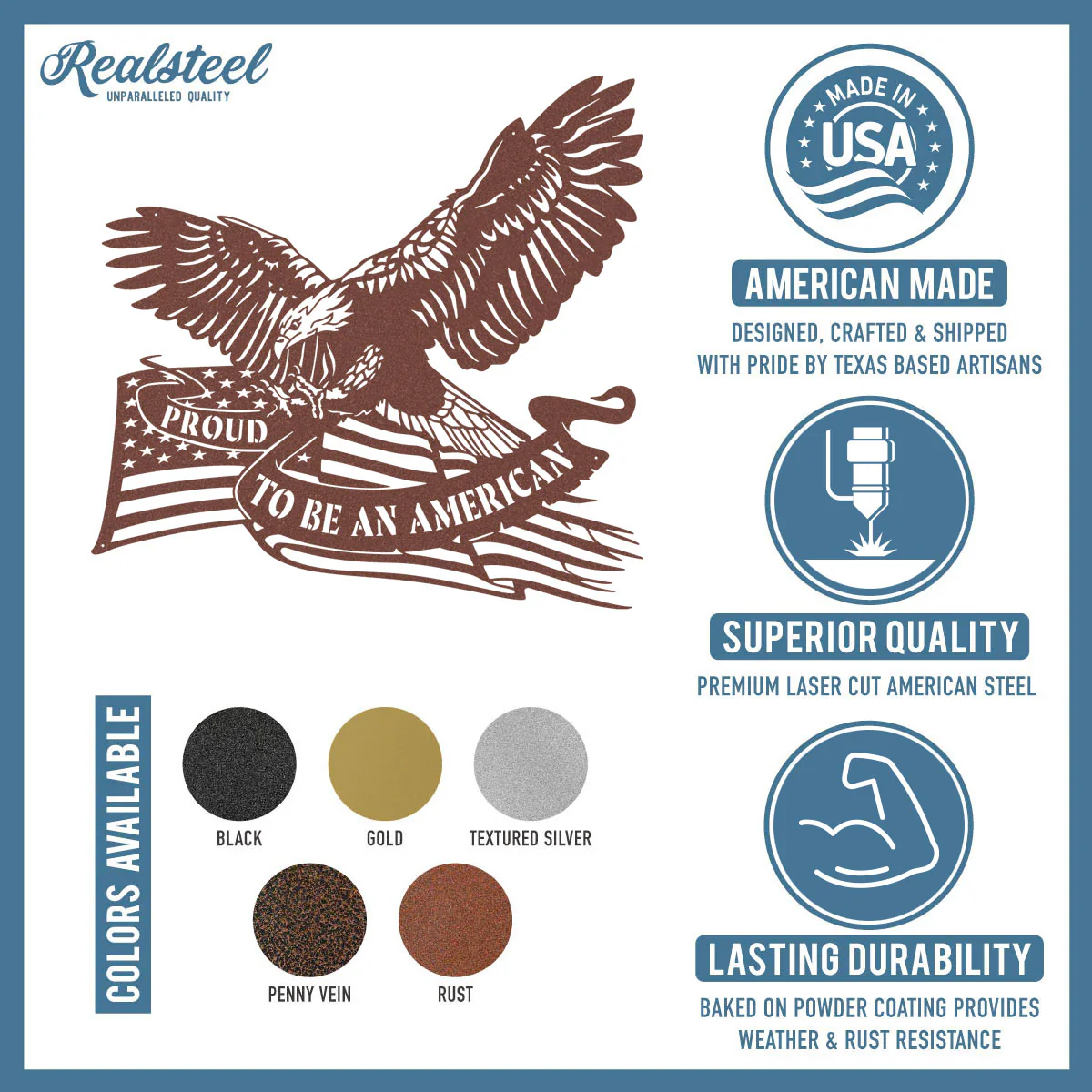 Proud To Be An American Eagle Patriotic Metal Wall Art - Image 2