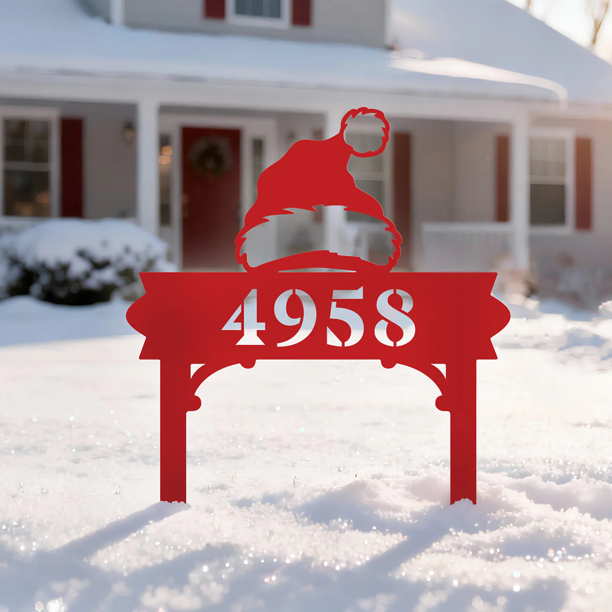 Santa Hat Stake Monogram | Personalized Christmas Metal Sign | RealSteel