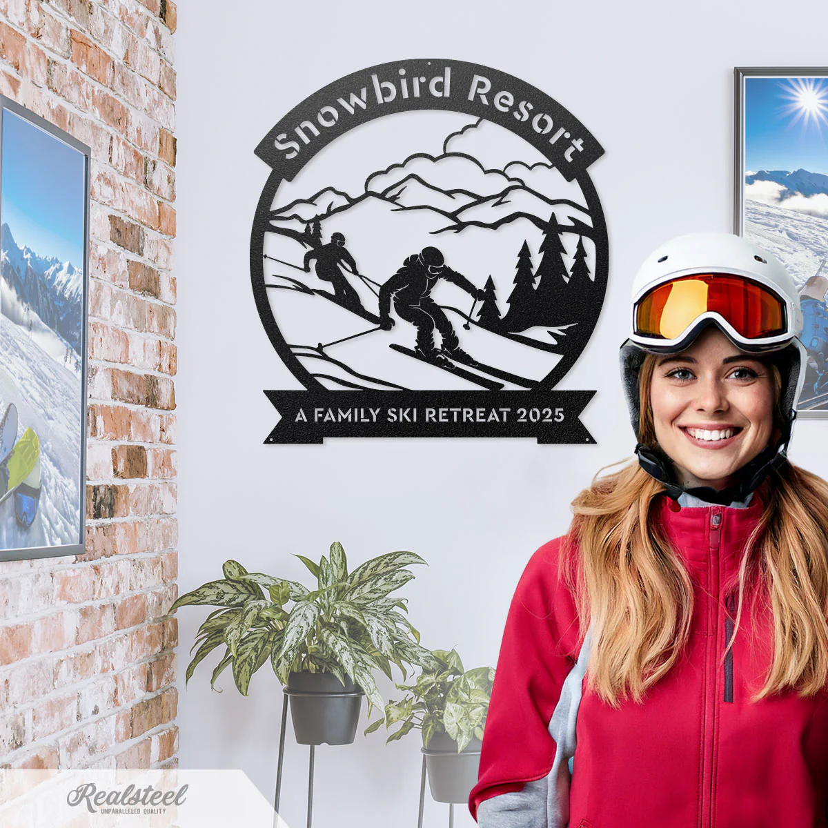 Skiing Monogram Wall Art