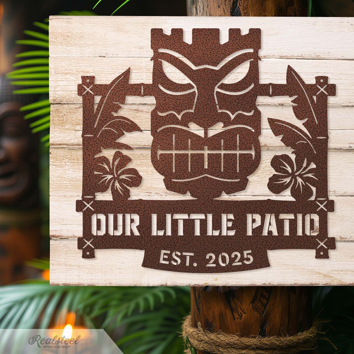 Tiki Mask Monogram β Tropical Polynesian Wall Decor