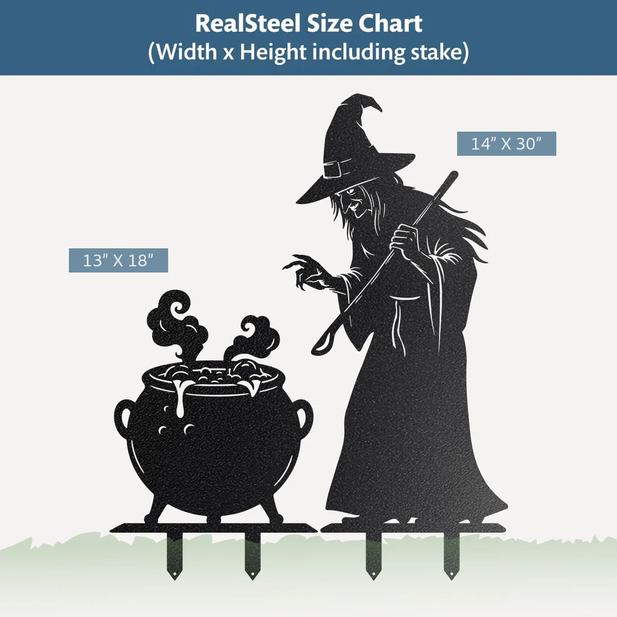 Witch and Cauldron Halloween Garden Stake - Image 3
