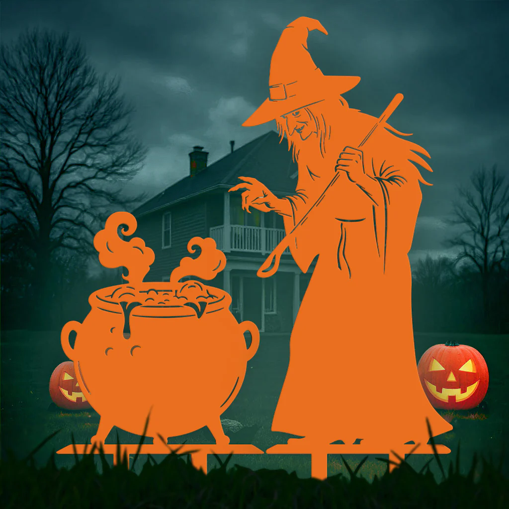 Witch and Cauldron Halloween Garden Stake - Image 7